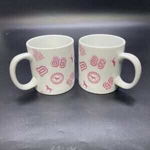 2 Victoria’s Secret PINK University Phi Beta Pink Ceramic Mugs 86 Dog Logo 20oz